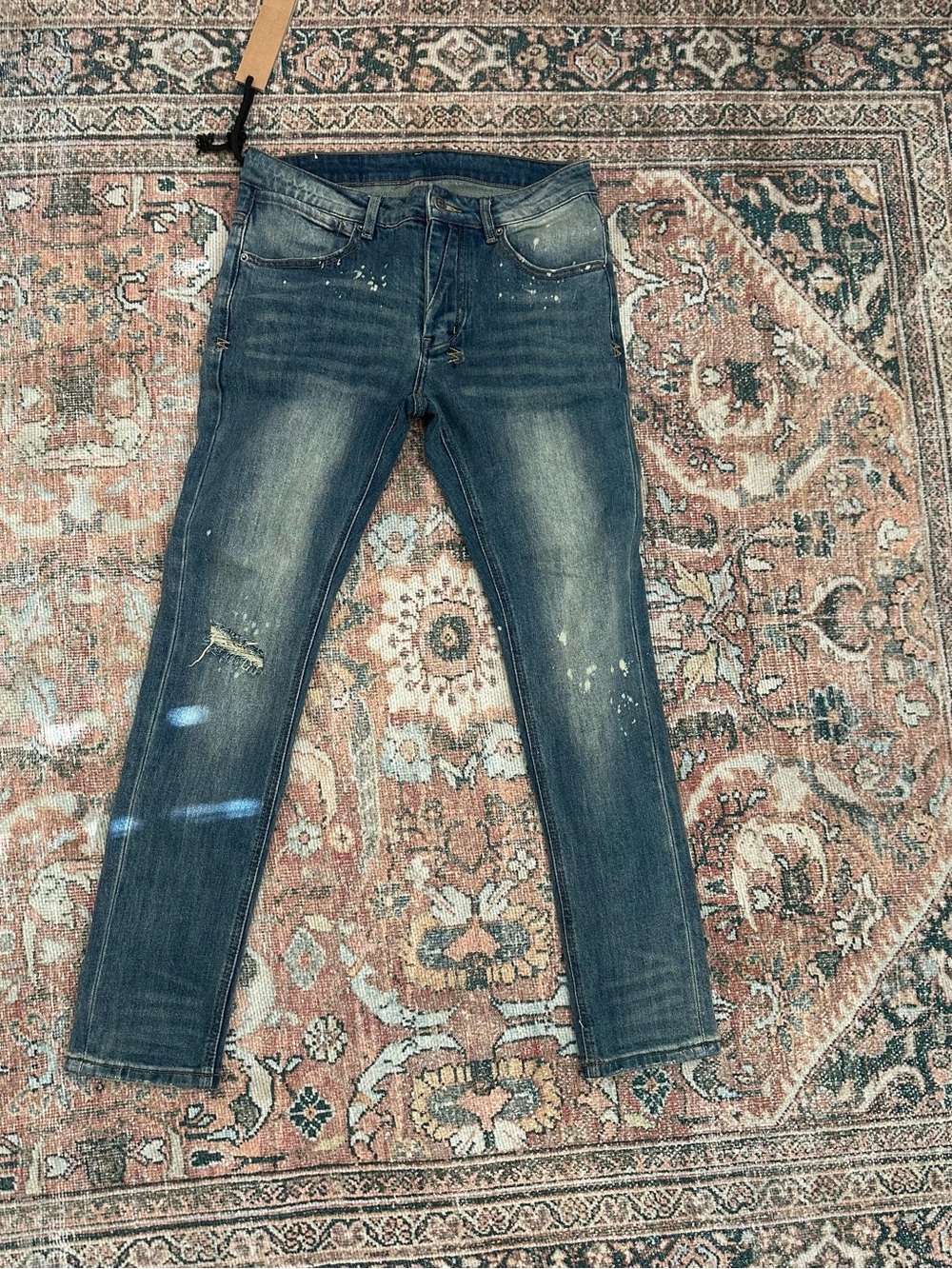 Ksubi Men's Skinny Fit Distressed Blue Jeans